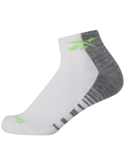 Reebok Boy's Cushioned Comfort Quarter Basic Socks With Reinforced Heel And Toe (12 Pack)