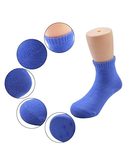 Cooraby 12 Pairs Unisex Toddler Socks Classic Non-Skid Crew Socks, Assorted Colors