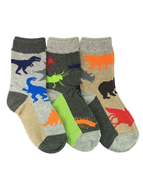 Jefferies Socks Boys Fun Animal Crew Socks 3 Pair Pack