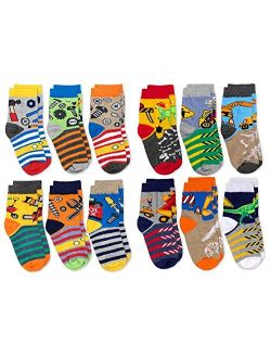 Jefferies Socks Boys Multicolored Stripe Fashion Variety Crew Socks 12 Pair Pack