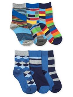 Jefferies Socks Boys Stripes and Argyle Pattern Socks 6 Pair Pack