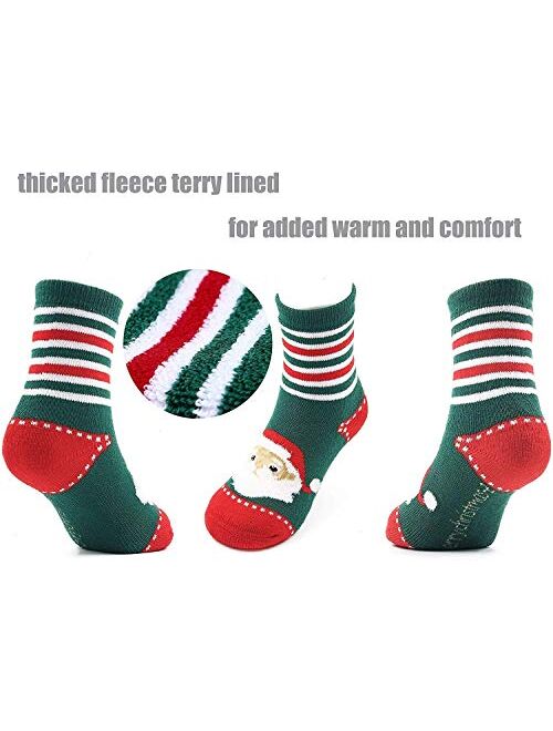 Mardonskey Kids Winter Socks Boys Warm Socks Thick Cotton Thermal Crew Socks for Boys 6 Pairs