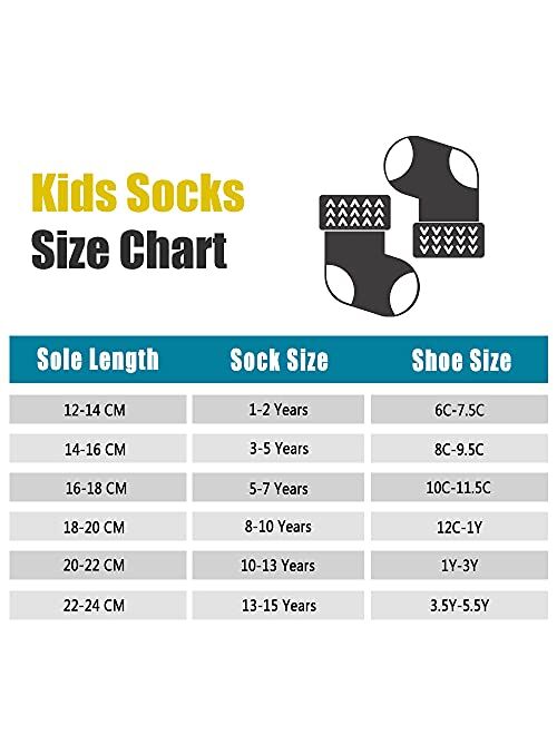 Zestonie Boys Cotton Crew Socks Kids Seamless Dress Socks Cartoon Quarter Socks for Boys 6 Pairs