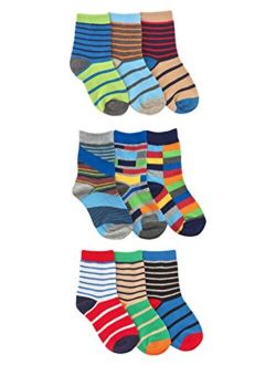 Jefferies Socks Boys Funky Stripes Variety Crew Socks 9 Pair Pack