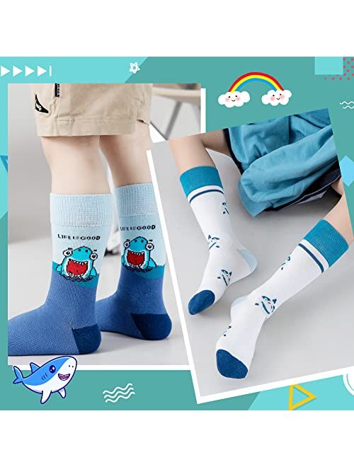 SeeyAN Boys Cotton Crew Socks Kids Novelty Animal Soft Funny Casual Fashion Breathable Childs Socks 6 Pairs