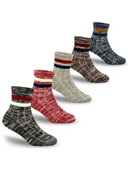 HONISEN Boys Cotton Atheletic Socks Crew Socks for Kids 5 Pack