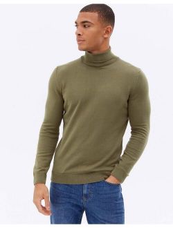 roll neck knitted sweater in khaki