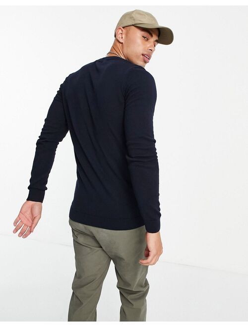 New Look muscle fit knitted sweater in navy