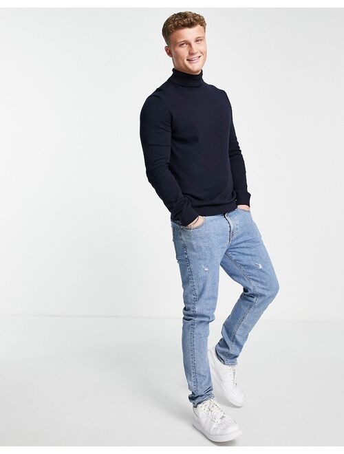 New Look roll neck knit sweater in navy