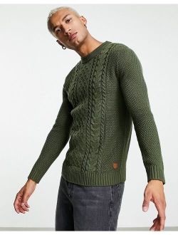 Originals cable knit sweater in khaki