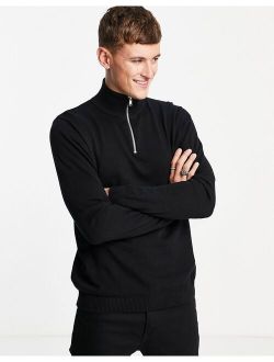Essentials quarter zip sweater in black