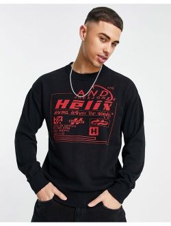 Originals pattern sweater in black with red