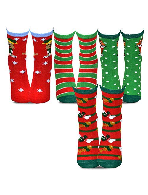 TeeHee Socks Christmas Holiday Little Kids Fun Crew Socks Multi Pair Pack