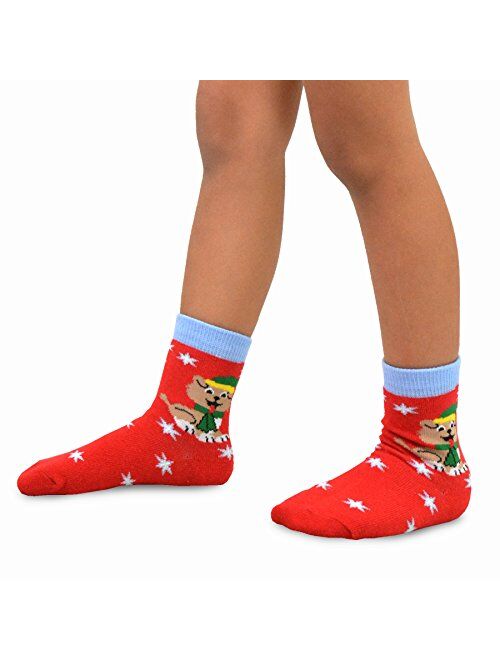 TeeHee Socks Christmas Holiday Little Kids Fun Crew Socks Multi Pair Pack