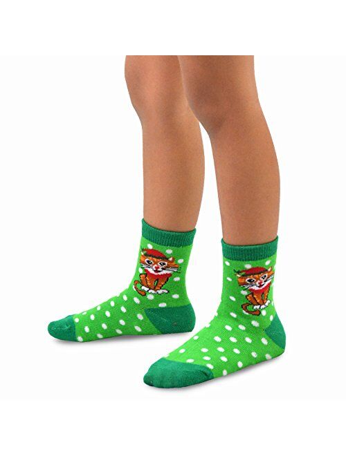 TeeHee Socks Christmas Holiday Little Kids Fun Crew Socks Multi Pair Pack