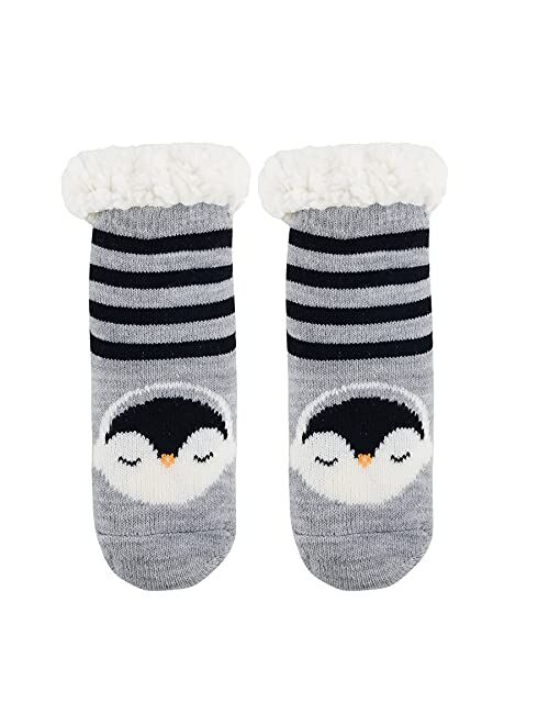 Zando Kids Girls Boys Slipper Socks Christmas Warm Fleece Fuzzy Socks Non-Skid Children Animal Thick Grip Fluffy Socks