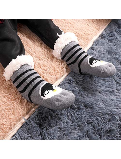 DoSmart Baby Girls Boys Slipper Socks Soft Warm Fleece Lined Cozy Winter Toddler Kids Child Christmas Home Socks with Grippers