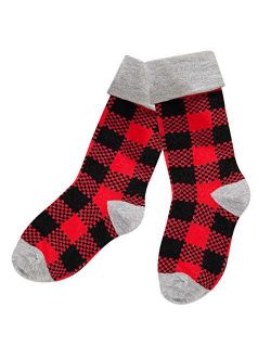 Yixius Christmas Family Socks Plaid Matching Cotton Socks Parent-Child Xmas Tree Snowflake Socks Combed…