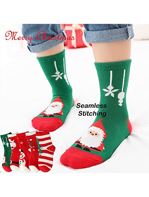 YXBQueen Children Christmas Socks Cute Kids Socks Cozy Socks 5 Cartoon Socks for Boys Girls