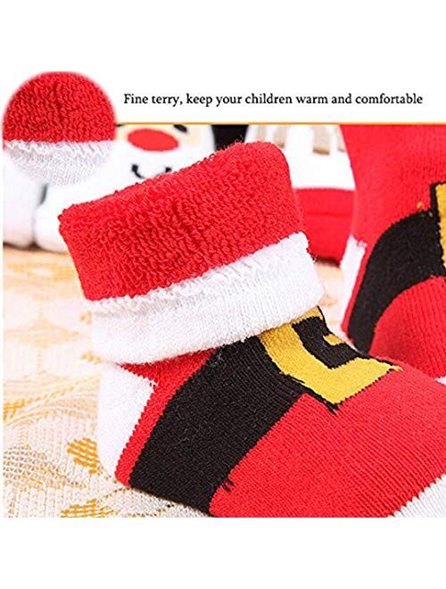 LifeWheel 6 Pairs Baby Boy Girl Toddler Cartoon Cotton Socks Warm Breathable Soft Cute Casual Crew Socks