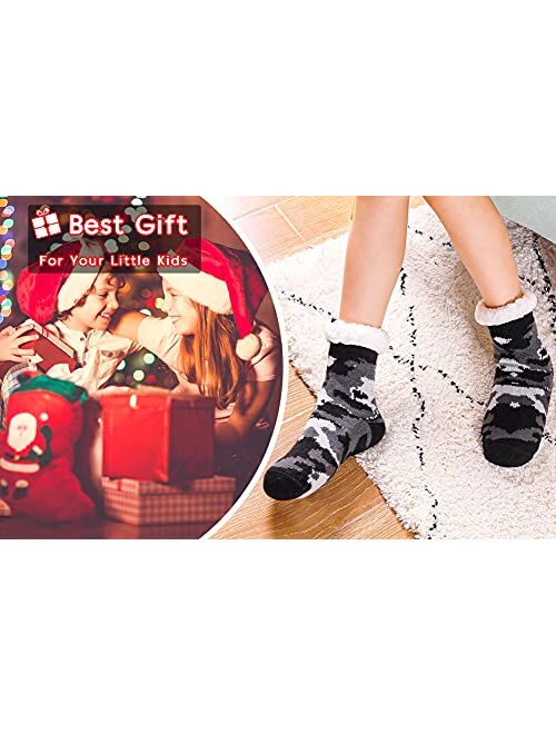 DoSmart Kids Boys Girls Fuzzy Slipper Socks Soft Warm Thick Fleece lined Christmas Stockings For Child Toddler Winter Home Socks