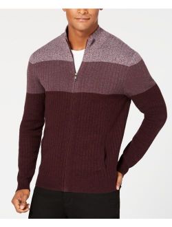 Men's Ombré Colorblocked Ribbed-Knit Full-Zip Sweater, Created for Macy's