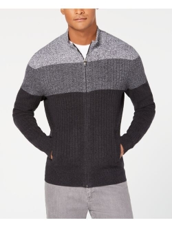 Men's Ombr Colorblocked Ribbed-Knit Full-Zip Sweater, Created for Macy's