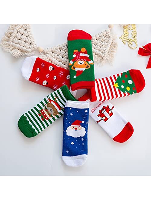 Wanlorraiy 6 Pairs Toddler Boys Girls Warm Christmas Socks Winter Children Kids Girls Boys Christmas Holiday Ankle Socks