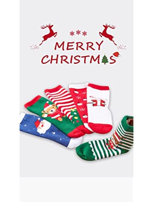 Wanlorraiy 6 Pairs Toddler Boys Girls Warm Christmas Socks Winter Children Kids Girls Boys Christmas Holiday Ankle Socks