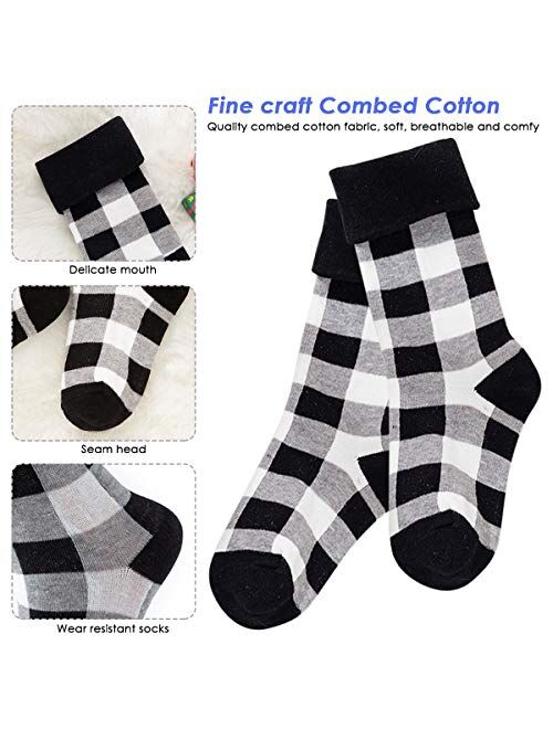 puseky Parent-Child Matching Family Christmas Socks Xmas Combed Cotton Socks Warm Winter Cozy Socks for Dad Mom Kids