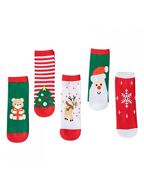 Moonker-Baby Coat 5 Pair Baby Toddler Boys Girls Kids Christmas Casual Socks 1-12 Years Old Children Cute Xmas Socks