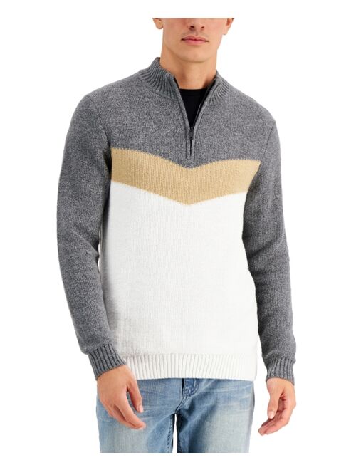 Alfani Men's Chevron Quarter-Zip Sweater, Created for Macy's
