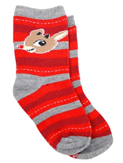 Rudolph the Red-Nosed Reindeer Kid's 3 Pack Crew Sock Gift Box Set