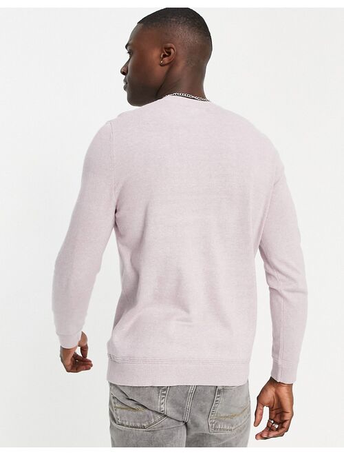 Topman knitted crew neck sweater in mauve