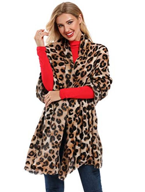 Bestag Leopard Printed Scarf Women Blanket Scarf Warm Pashmina Scarfs