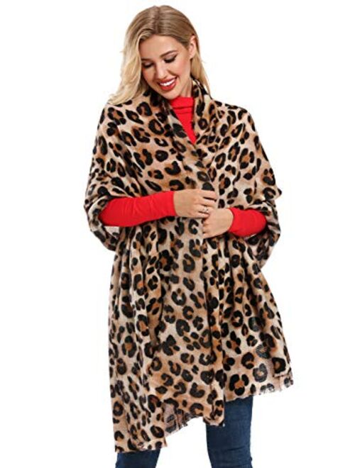 Bestag Leopard Printed Scarf Women Blanket Scarf Warm Pashmina Scarfs