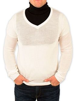 Festified Men's Redneck Cousin V-Neck White Sweater with Black Dickey