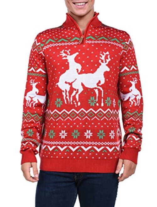 Tipsy Elves Men's Christmas Climax Sweater - Funny Humping Reindeer Ugly Christmas Sweater