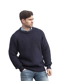 Men's Fisherman Irish Rib Crew Neck Sweater (100% Pure New Wool)
