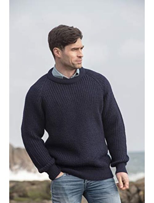 Men's Fisherman Irish Rib Crew Neck Sweater (100% Pure New Wool)