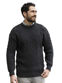 Irish Soft Cable Knitted Crew Neck Sweater (100% Pure New Wool)