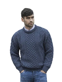 Irish Soft Cable Knitted Crew Neck Sweater (100% Pure New Wool)