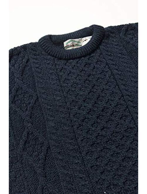 Walls Irish Soft Cable Knitted Crew Neck Sweater (100% Pure New Wool)
