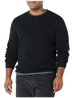 Men's Long-Sleeve Soft Touch Waffle Stitch Crewneck Sweater