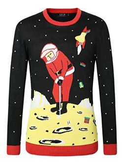 SSLR Mens Ugly Christmas Sweater Holiday Santa Clause Pullover Sweater for Men