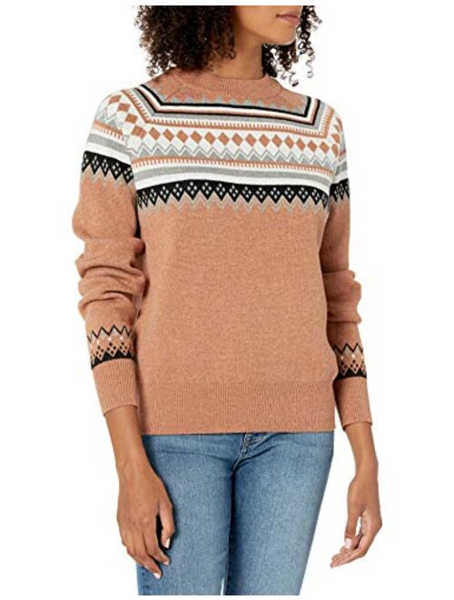 Cable Stitch Women's Fair Isle Cotton Crewneck Sweater