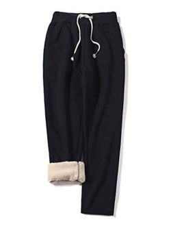 Gihuo Women's Winter Warm Sherpa Lined Sweatpants Fleece Pants
