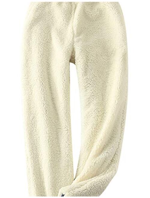 Snoly Women's Winter Fleece Sweatpants Running Active Thermal Sherpa Lined Jogger Pants with Candy Colors