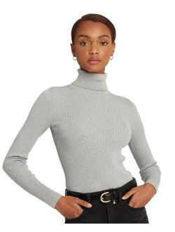 Metallic Ribbed Turtleneck Sweater
