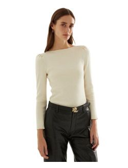 Cotton-Blend Puff-Sleeve Sweater